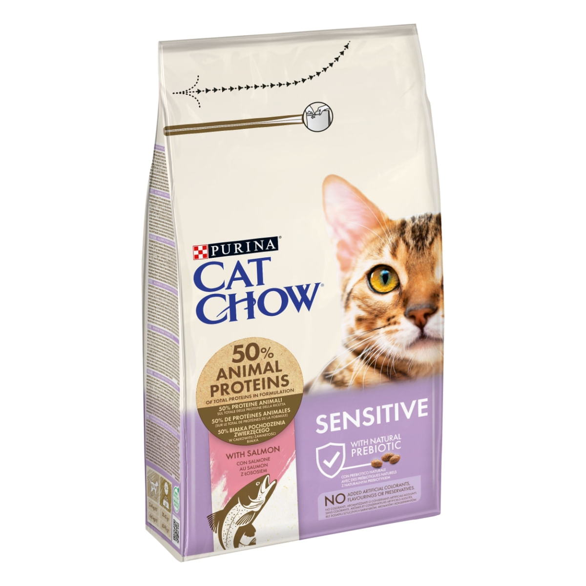 PURINA Cat Chow Sensitive, Somon, hrană uscată pentru pisici, sensibilități digestive, 1.5kg 1.5kg