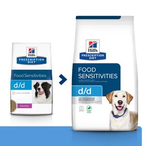 HILL'S Prescription Diet d/d Food Sensitivities, Rață cu Orez, dietă veterinară câini, hrană uscată, sensibilități digestive