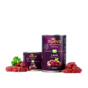 NUEVO Miel și Merișor, conservă hrană umedă fără cereale pisici senior, (pate), 400g