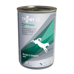 TROVET Dog Weight & Diabetic WRD, dietă veterinară câini, conservă hrană umedă, afecțiuni metabolice (obezitate și diabet), (pate), 400g