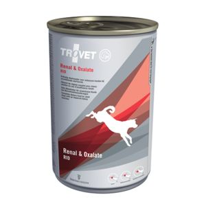 TROVET Dog Renal & Oxalate RID, dietă veterinară câini, conservă hrană umedă, afecțiuni renale și urinare (oxalați), (pate), 400g