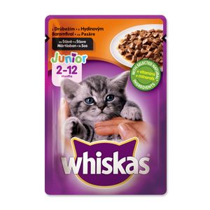 WHISKAS Junior, Pasăre, hrană umedă pisici junior, (în sos)