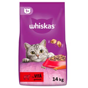 WHISKAS Adult, Vită, hrană uscată pisici