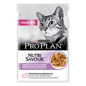 PURINA Pro Plan Delicate Nutrisavour, Curcan, hrană umedă pisici, sensibilități digestive, (în sos)
