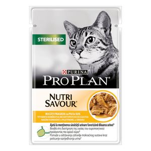 PURINA Pro Plan Sterilised Nutrisavour, Pui, hrană umedă pisici sterilizate, (în sos)