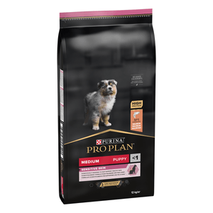 PURINA Pro Plan Sensitive Skin Puppy M, Somon, hrană uscată câini junior, piele și blană