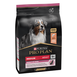 PURINA Pro Plan Sensitive Skin Adult M, Somon, hrană uscată câini, piele și blană