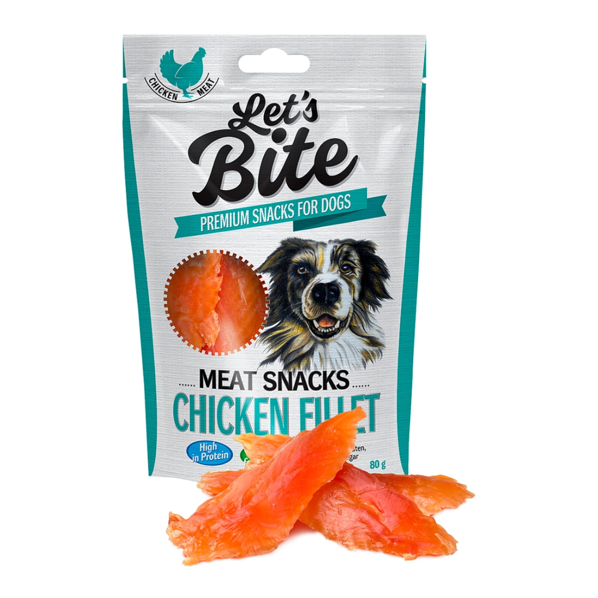 BRIT Let\'s Bite Meat Snacks Chicken Fillet, Pui, recompense monoproteice fără cereale câini, file deshidratat, 300g
