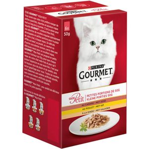 PURINA Gourmet Mon Petit, 3 arome (Pui, Rață, Curcan), pachet mixt, plic hrană umedă pisici, (în sos), 50g x 6