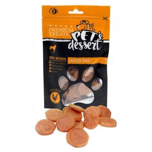 PET'S DESSERT Rings, XS-XL, Pui, punguță recompense fără cereale câini, 80g