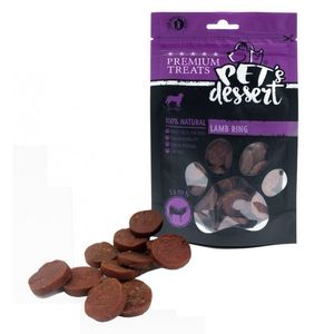 PET'S DESSERT Rings, XS-XL, Miel, punguță recompense fără cereale câini, 80g