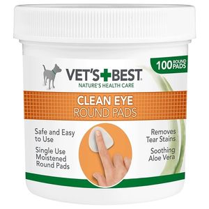 VET'S BEST Clean Eye, șervețele igiena ochilor câini, anti-pete, Aloe Vera, cutie, 100buc