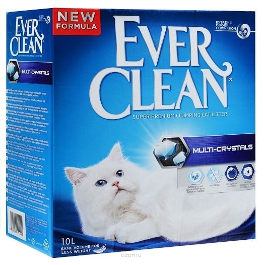 EVER CLEAN Multi Crystals, neparfumat, așternut igienic pisici, granule, bentonită, aglomerant, neutralizare mirosuri, 10l