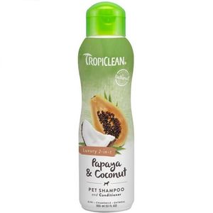 TROPICLEAN, șampon și balsam 2în1 câini, Papaya și Nucă de cocos, flacon