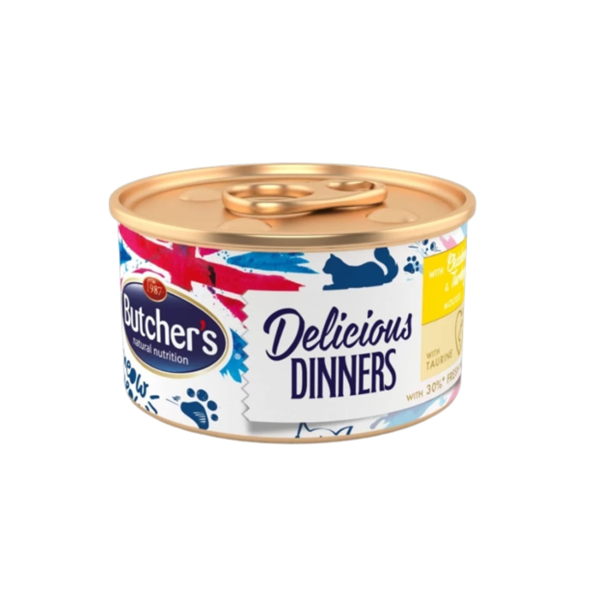 BUTCHER\'S Delicious Dinners, Pui și Curcan, conservă hrană umedă fără cereale pisici, apetit capricios, (pate), 85g
