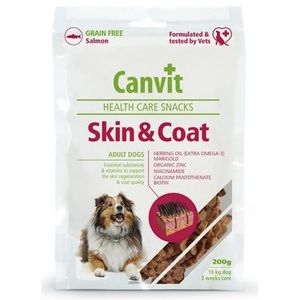 CANVIT Skin & Coat, XS-XL, Somon, punguță recompense funcționale câini, piele & blană, 200g