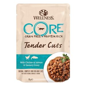 Wellness Core Cat Tender Cuts cu Pui si Somon, in Sos, 85 g