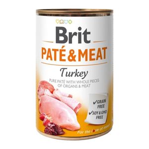 BRIT Pate & Meat, Curcan, conservă hrană umedă fără cereale câini, (pate cu bucăți de carne)