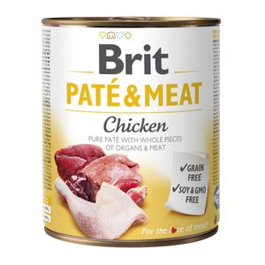 BRIT Pate & Meat, Pui, conservă hrană umedă fără cereale câini, (pate cu bucăți de carne)