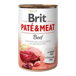 BRIT Pate & Meat, Vită, conservă hrană umedă fără cereale câini, (pate cu bucăți de carne)