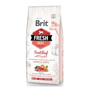 BRIT Fresh Bones & Joints Junior L-XL, Vită cu Dovleac, hrană uscată conținut redus cereale câini junior