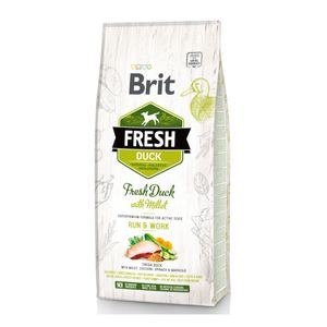 BRIT Fresh Run & Work Adult S-XL, Rață cu Mei, hrană uscată conținut redus cereale câini, activitate intensă