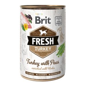 BRIT Fresh, Curcan cu Mazăre, conservă hrană umedă conținut redus cereale câini, (în aspic), 400g