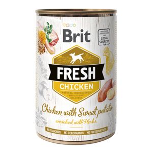 BRIT Fresh, Pui cu Cartof Dulce, conservă hrană umedă conținut redus cereale câini, (în aspic)