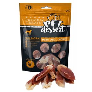 PET'S DESSERT Rabbit Ears & Chicken, XS-XL, Iepure și Pui, punguță recompense fără cereale câini