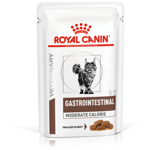 ROYAL CANIN Veterinary Diet Gastro Intenstinal Moderate Calorie, dietă veterinară, plic hrană umedă pisici, sistem digestiv, (în sos), bax,85g x 12buc