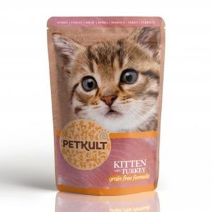 PETKULT Kitten, Curcan, hrană umedă fără cereale pisici junior