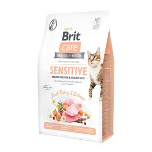 BRIT Care Sensitive Healthy Digestion & Delicate Taste, Curcan și Somon, hrană uscată fără cereale pisici, sensibilități digestive