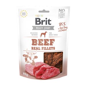 BRIT Jerky Beef Fillets, recompense câini, File deshidratat Vită