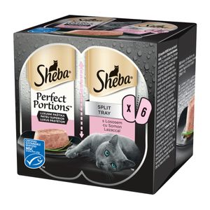 SHEBA Perfect Portions, Somon, tăviță hrană umedă pisici, (pate), multipack, 37.5g x 6buc