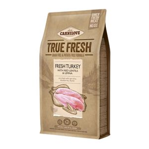 CARNILOVE True Fresh Adult S-XL, Curcan proaspăt cu linte roșie, hrană uscată fără cereale câini