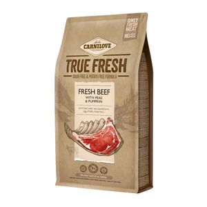 CARNILOVE True Fresh Adult S-XL, Vită proaspătă cu mazăre și dovleac, hrană uscată fără cereale câini