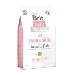 BRIT Care Hair&Skin Adult S-XL, Insecte și Pește, hrană uscată fără cereale câini, piele și blană