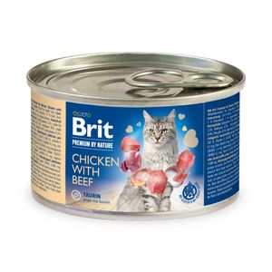 BRIT Premium By Nature, Pui și Vită, conservă hrană umedă fără cereale pisici, (pate), 200g