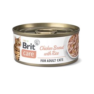 BRIT Care Fillets, Pui cu Orez, conservă hrană umedă conținut redus cereale pisici, (în suc propriu), 70g