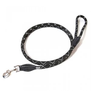 JULIUS-K9 IDC Rope, lesă cordelină reflectorizantă cu mâner câini, nylon, șnur, negru