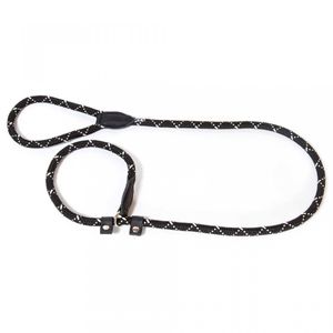 JULIUS-K9 IDC Rope, lesă cordelină reflectorizantă cu zgardă reglabilă câini, nylon, șnur, negru