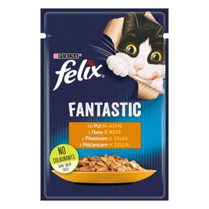 PURINA Felix Fantastic, Pui, hrană umedă pisici, (în aspic)