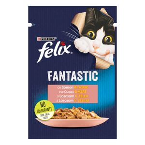 PURINA Felix Fantastic, Somon, hrană umedă pisici, (în aspic)