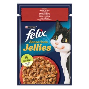 PURINA Felix Sensations, Vită cu Roșii, hrană umedă pisici, (în aspic)