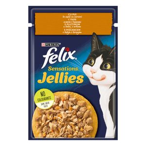 PURINA Felix Sensations, Pui cu Morcov, hrană umedă pisici, (în aspic)