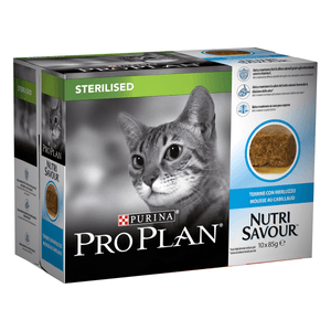 PURINA Pro Plan Nutrisavour Sterilised, Terină cu Cod, hrană umedă pisici sterilizate, (în sos)