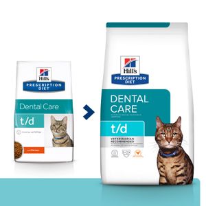 HILL'S Prescription Diet t/d Dental Care, Pui, dietă veterinară pisici, hrană uscată, afecțiuni dentare