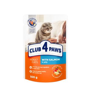 CLUB 4 PAWS Premium, Somon, hrană umedă pisici, (în aspic)