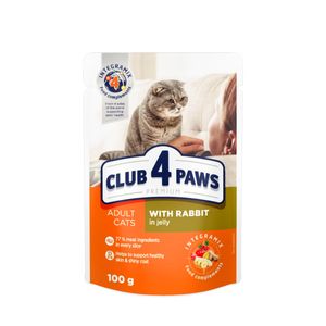 CLUB 4 PAWS Premium, Iepure, hrană umedă pisici, (în aspic)