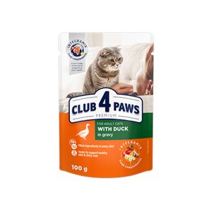 CLUB 4 PAWS Premium, Rață, hrană umedă pisici, (în sos)